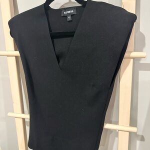 Express Women's Black Sleeveless Sweater Thong Bodysuit SALE, EVERYTHING MUST GO